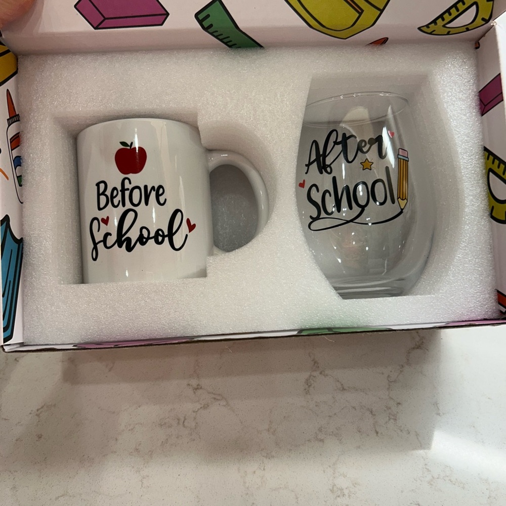 Before and After School Mug and Glass Set